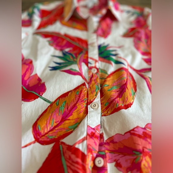 NINE WEST Farm Rio vibes Tropical Tie-Front Button Down Shirt - Picture 10 of 14